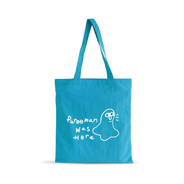 Pureeman’s blue tote bag