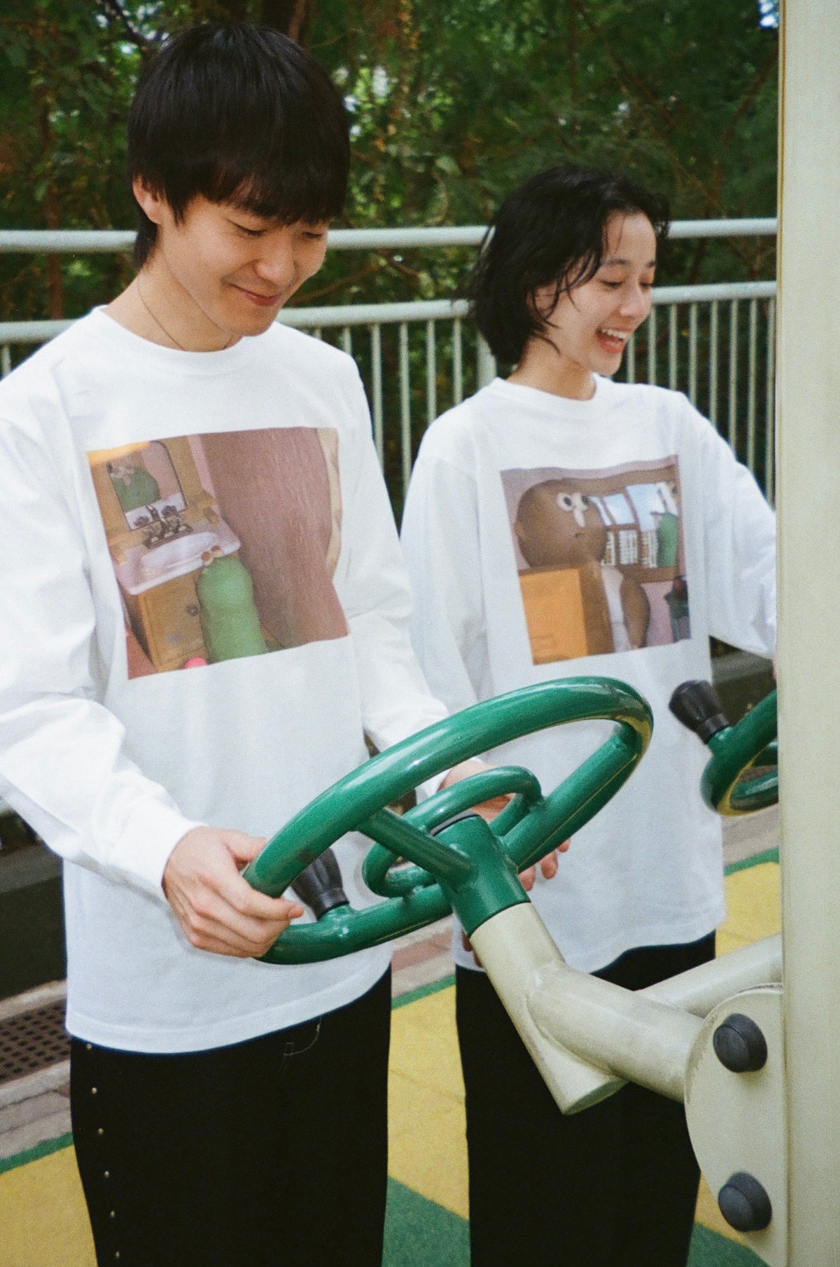 Pureeman with mirror’s white long-sleeve shirt