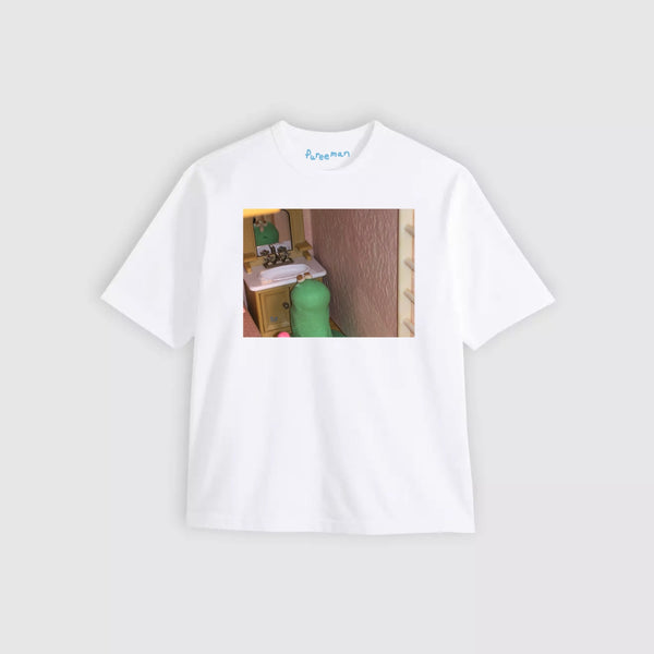Pureeman with mirror’s white short-sleeve shirt